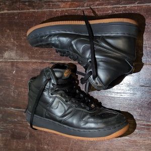 Nike Black Air Force 1 - Leather Gum Rubber Sole Size 8